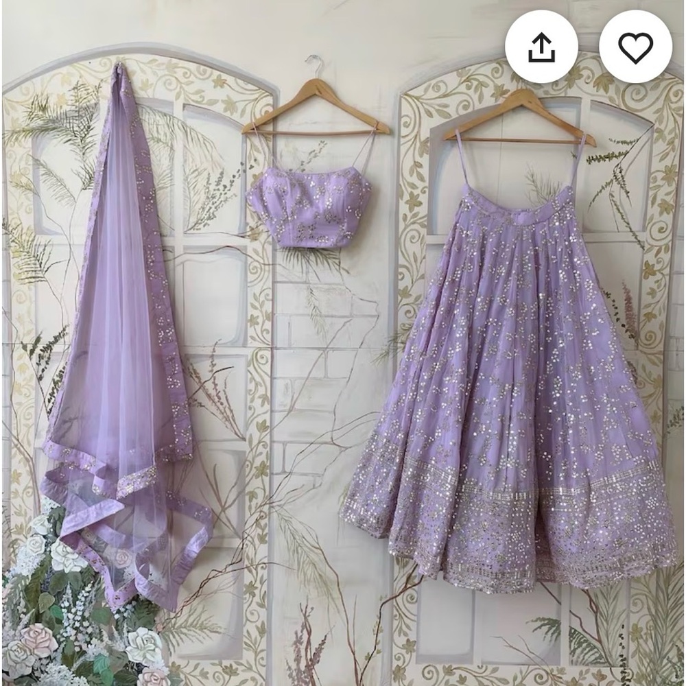 Lilac Sparkle Kids Lehenga Set with Sequins
